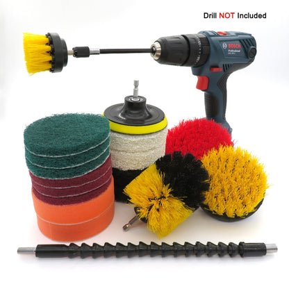 19 in 1 Household Nylon Hexagonal Electric Drill Brush Pads Scouring Sanding Disc Pad Kits - Sponges, Cloths & Brushes by PMC Jewellery | Online Shopping South Africa | PMC Jewellery | Buy Now Pay Later Mobicred