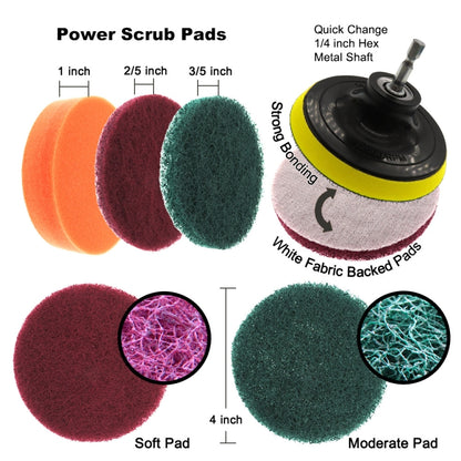 19 in 1 Household Nylon Hexagonal Electric Drill Brush Pads Scouring Sanding Disc Pad Kits - Sponges, Cloths & Brushes by PMC Jewellery | Online Shopping South Africa | PMC Jewellery | Buy Now Pay Later Mobicred