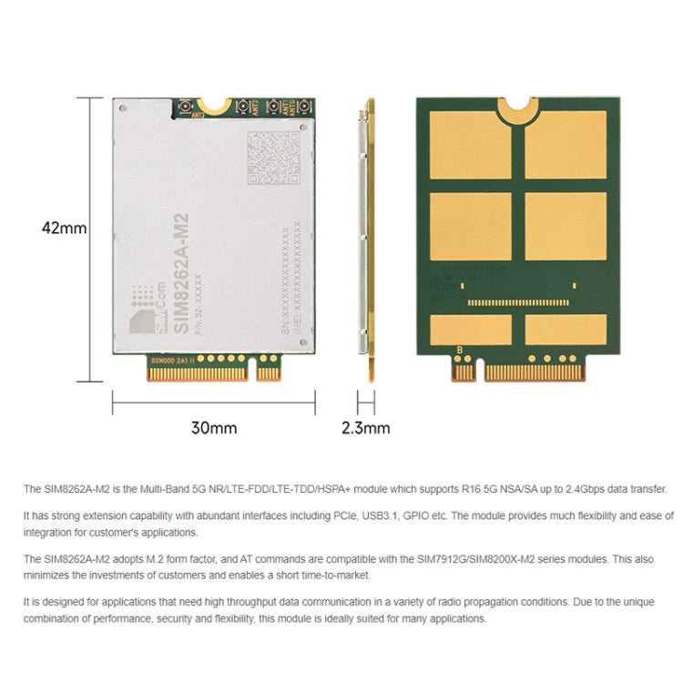 Waveshare SIM8262A-M2 SIMCom Original 5G Module, Interface M.2 - free shipping - PMC TechLife - Order now!