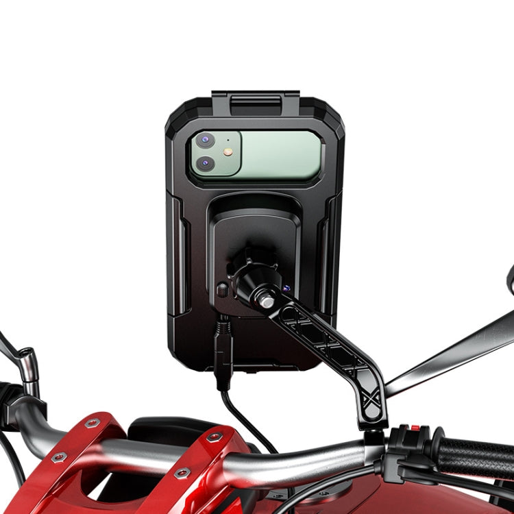 Kewig Bicycle Motorcycle Rearview Mirror Waterproof Box Touch Screen Phone Holder(Large) - Holders by Kewig | Online Shopping South Africa | PMC Jewellery | Buy Now Pay Later Mobicred