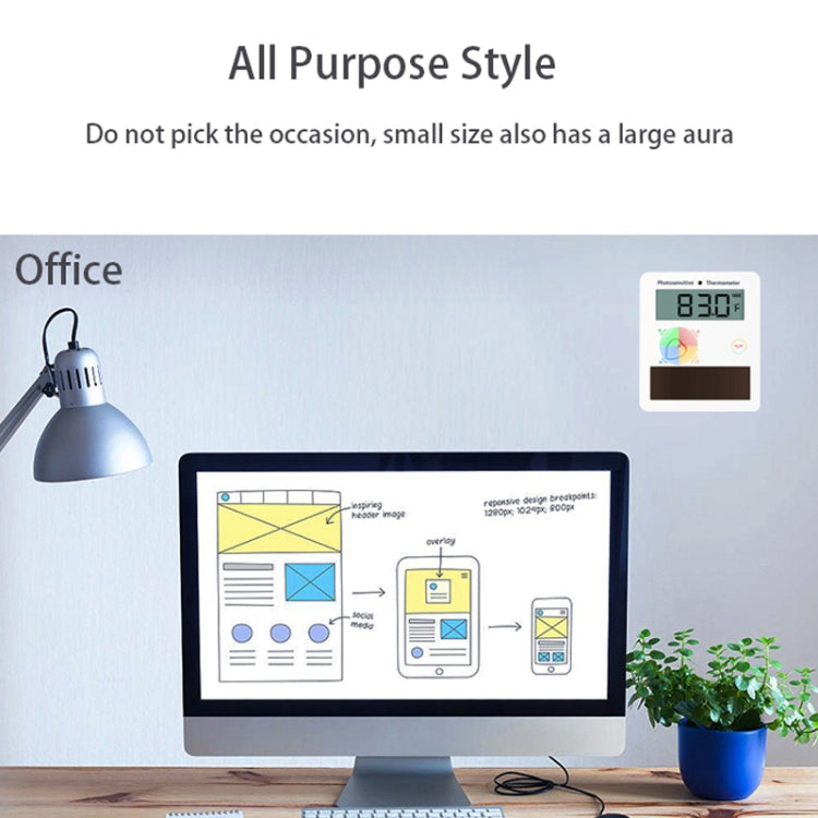 Pcsensor Fish Tank Indoor Solar Cell-free LCD High-precision Light Energy Thermometer - free shipping - PMc TechLife - Order now!