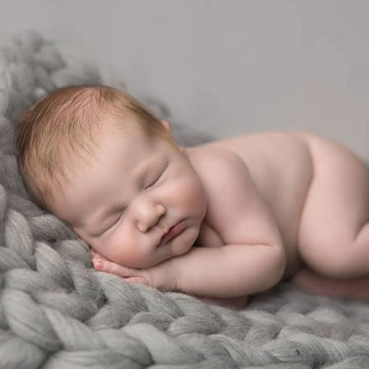 50x50cm Soft Newborn Photography Prop Chunky Knit Blanket  for 100 Days Milestone(White) - free shipping - PMC TechLife - Order now!