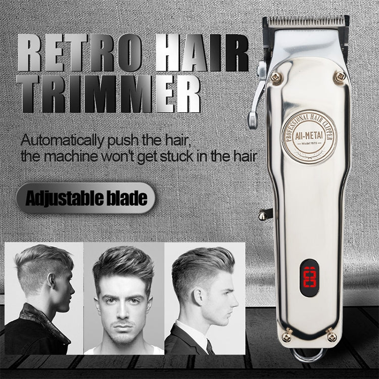 Retro Oil Head Electric Pusher Strong Power Electric Fader LCD Digital Display Rechargeable Hair Clipper(US Plug) - free shipping - PMC TechLife - Order now!