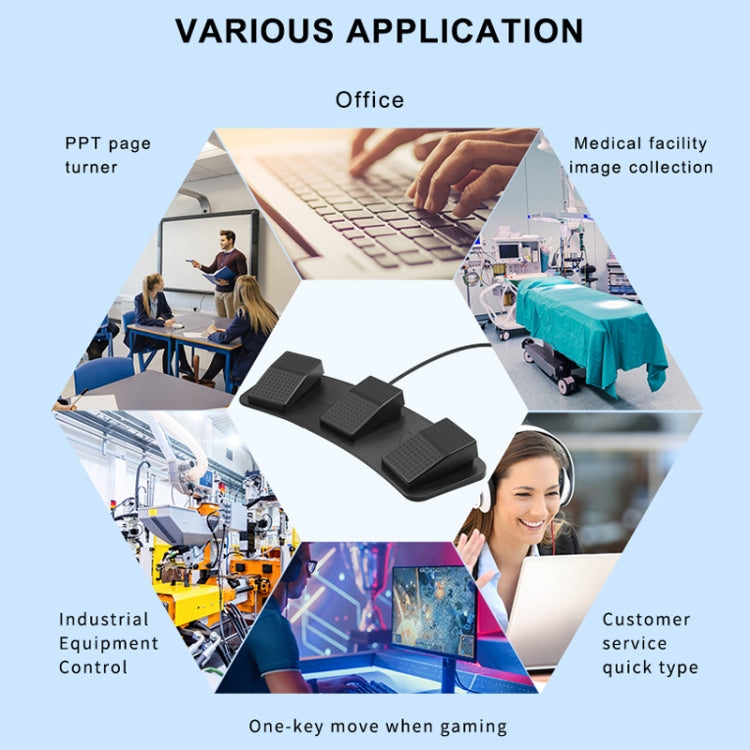 Pcsensor FS23 CF Foot Pedal Switch Keyboard Control Mouse Game Combo Pedal(Photoelectric Mute) - free shipping - PMC Jewellery - Order now!