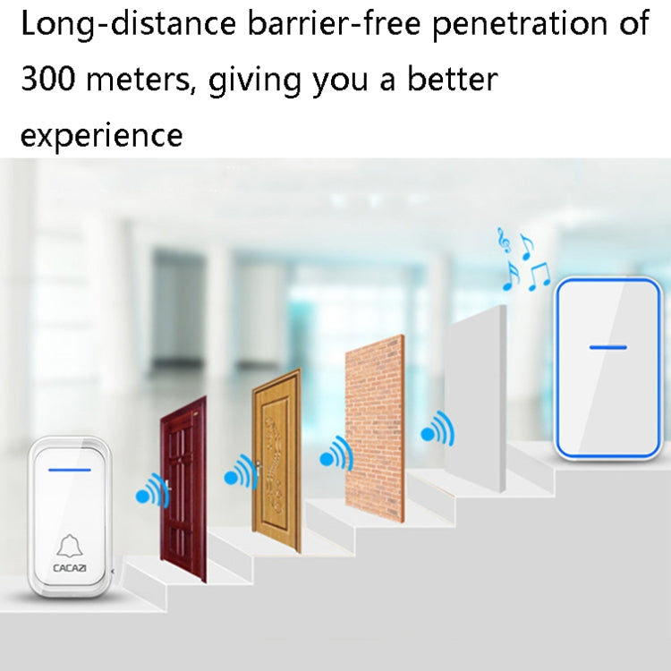CACAZI A68-2 One to Two Wireless Remote Control Electronic Doorbell Home Smart Digital Wireless Doorbell, Style:UK Plug(White) - Wireless Doorbell by CACAZI | Online Shopping South Africa | PMC TechLife | Buy Now Pay Later Mobicred
