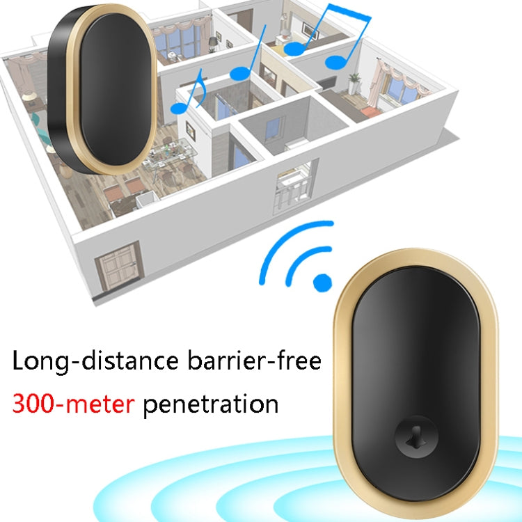 CACAZI A99 Home Smart Remote Control Doorbell Elderly Pager, Style:UK Plug(Black Gold) - Wireless Doorbell by CACAZI | Online Shopping South Africa | PMC TechLife | Buy Now Pay Later Mobicred