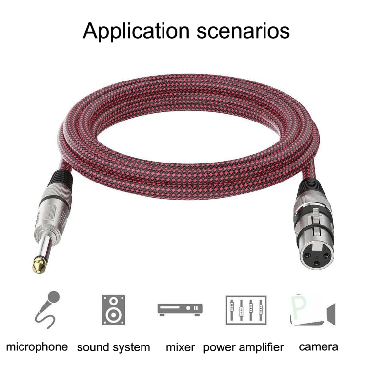 25m Red and Black Net TRS 6.35mm Male To Caron Female Microphone XLR Balance Cable - free shipping - PMC Jewellery - Order now!