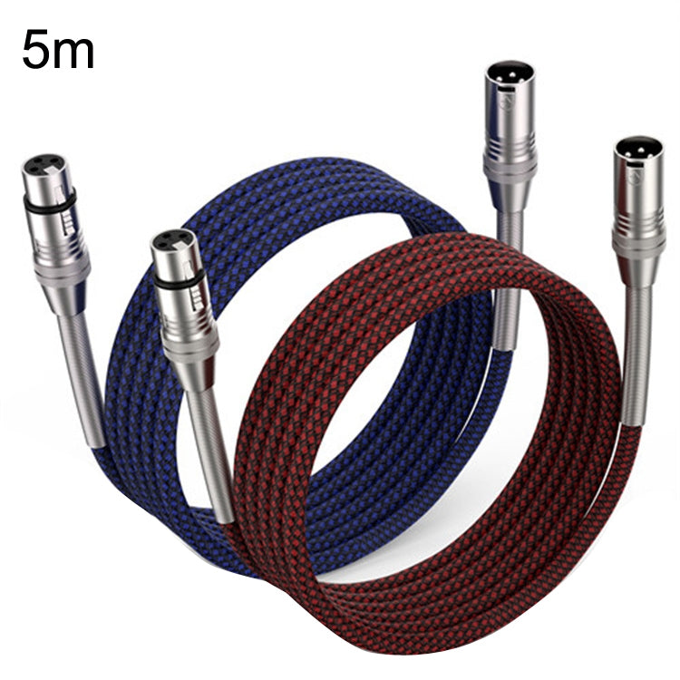 2pcs LHD010 Caron Male To Female XLR Dual Card Microphone Cable Audio Cable 5m(Red + Blue) - Microphone Audio Cable & Connector by PMC Jewellery | Online Shopping South Africa | PMC Jewellery | Buy Now Pay Later Mobicred