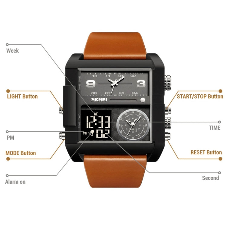 SKMEI 2021 Square Large Dial Triple Movement Men Sports Watch(Transparent Blue) - free shipping - PMC TechLife - Order now!