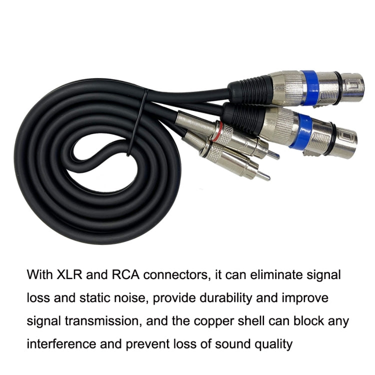 2RCA Male 2XLR Caron Female Speaker Audio Balance Cable, Length:10m - Microphone Audio Cable & Connector by PMC TechLife | Online Shopping South Africa | PMC TechLife | Buy Now Pay Later Mobicred