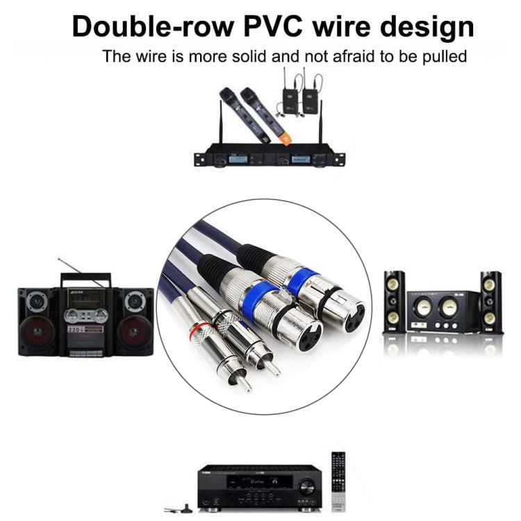 2RCA Male 2XLR Caron Female Speaker Audio Balance Cable, Length:10m - Microphone Audio Cable & Connector by PMC TechLife | Online Shopping South Africa | PMC TechLife | Buy Now Pay Later Mobicred