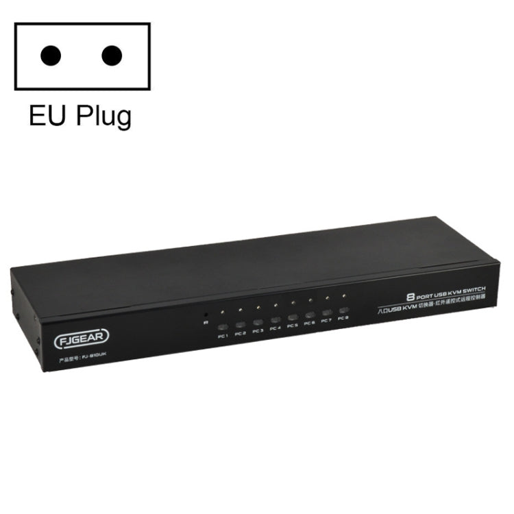 FJGEAR FJ-810UK 8 In 1 Out USB KVM Switcher With Desktop Switch, Plug Type:EU Plug(Black) - Converter by FJGEAR | Online Shopping South Africa | PMC Jewellery | Buy Now Pay Later Mobicred