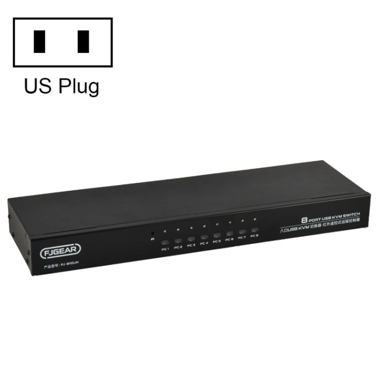 FJGEAR FJ-810UK 8 In 1 Out USB KVM Switcher With Desktop Switch, Plug Type:US Plug(Black) - free shipping - PMC Jewellery - Order now!