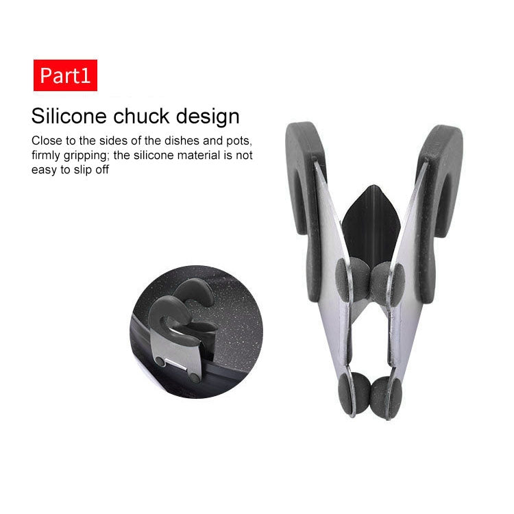 Stainless Steel Plastic Pan Edge Clamp Anti-Scald Rubber Bracket Kitchen Gadgets(Black) - Food Clips & Clips by PMC Jewellery | Online Shopping South Africa | PMC Jewellery | Buy Now Pay Later Mobicred