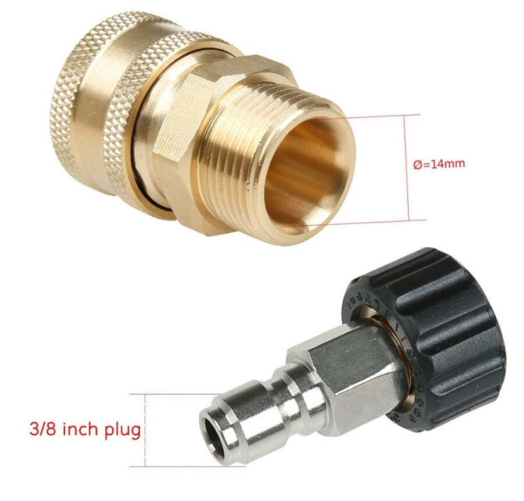 Pressure Washer Accessories Quick Connect Car Wash Water Hose Quick Connection, Typle:15-3/8 Male + 14-3/8 Female - Car Washer & Accessories by PMC Jewellery | Online Shopping South Africa | PMC Jewellery | Buy Now Pay Later Mobicred