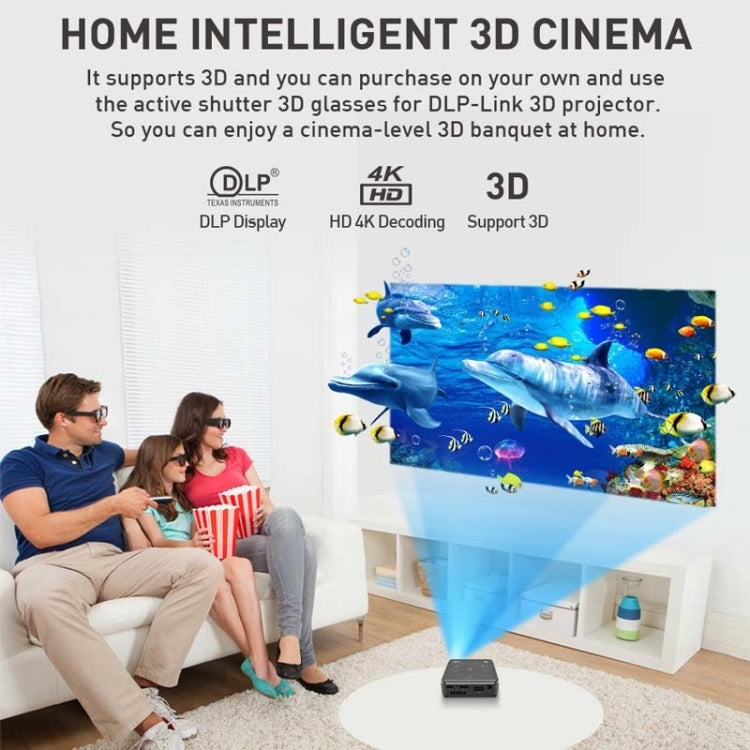 P11 4K HD DLP Mini 3D Projector 4G + 32G Smart Micro Convenient Projector, Style:UK Plug(Black) - Mini Projector by PMC Jewellery | Online Shopping South Africa | PMC Jewellery | Buy Now Pay Later Mobicred