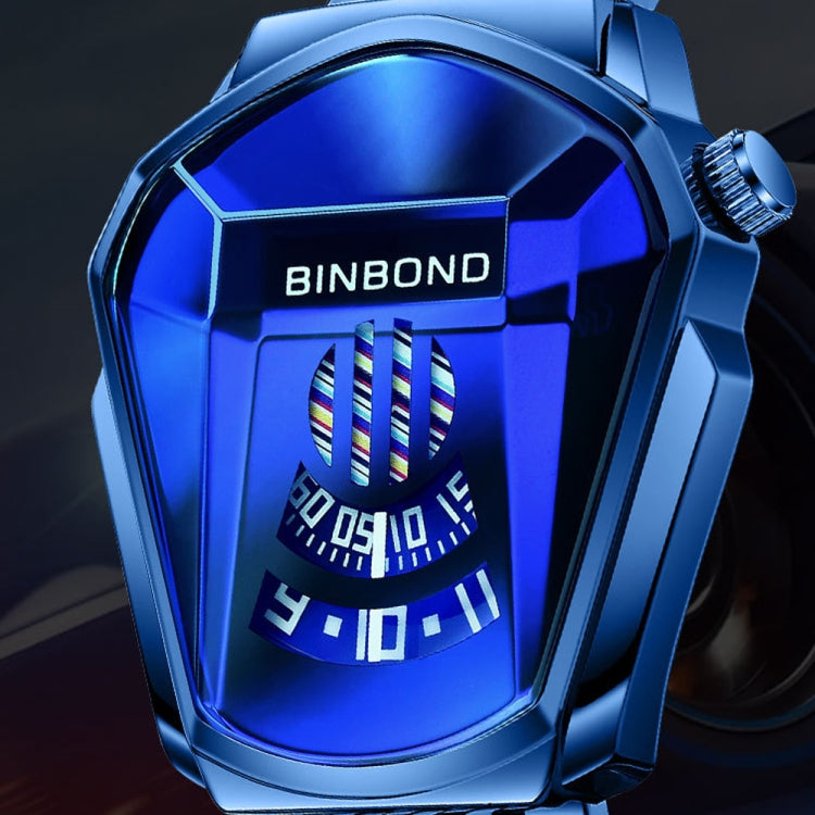 BINBOND Locomotive Concept Watch Men Live Black Technology Watch(Gold Net Belt-Full Gold-Blue Face) - free shipping - PMC TechLife - Order now!