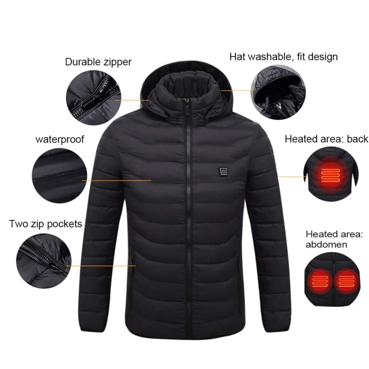 19 Zone 4 Control Blue USB Winter Electric Heated Jacket Warm Thermal Jacket, Size: XXXXXXL - Down Jackets by PMC Jewellery | Online Shopping South Africa | PMC Jewellery