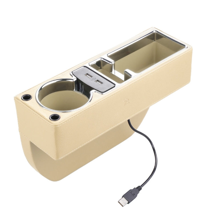 SUSISUN SNH010 Car Seat Gap Storage Box, Style:Positive Drive USB Charging(Apricot) - Stowing Tidying by SUSISUN | Online Shopping South Africa | PMC Jewellery | Buy Now Pay Later Mobicred