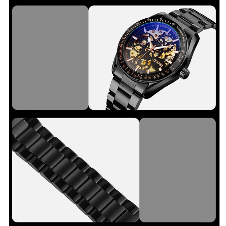 SKMEI 9194 Men Automatic Skeleton Mechanical Steel Band Watch (Rose Gold) - free shipping - PMC TechLife - Order now!