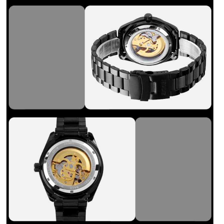 SKMEI 9194 Men Automatic Skeleton Mechanical Steel Band Watch (Rose Gold) - free shipping - PMC TechLife - Order now!