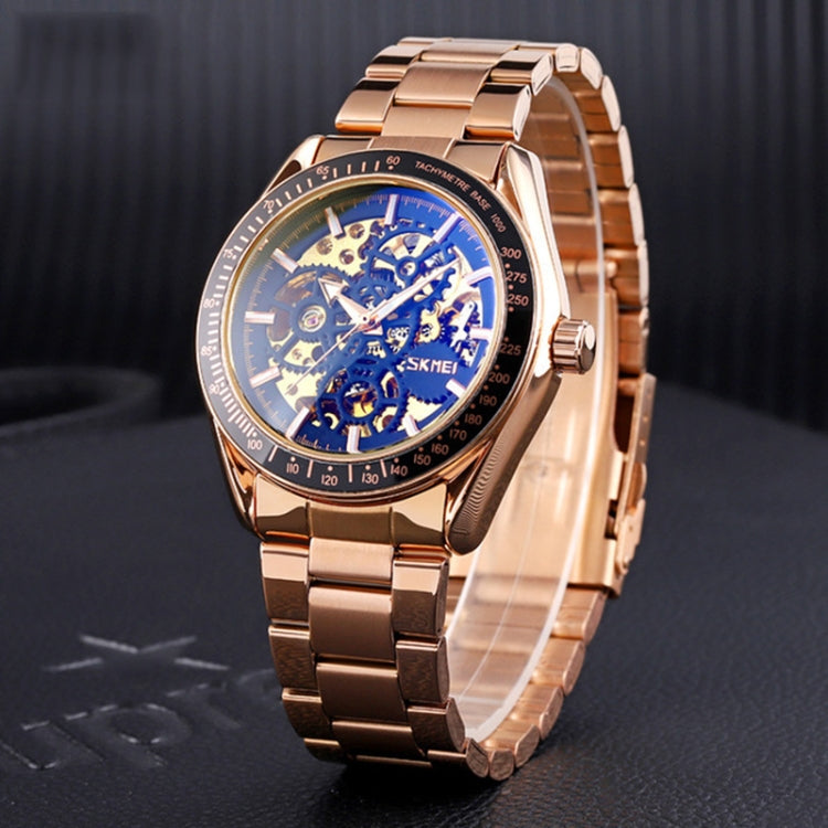 SKMEI 9194 Men Automatic Skeleton Mechanical Steel Band Watch (Golden Gold Face) - free shipping - PMC TechLife - Order now!