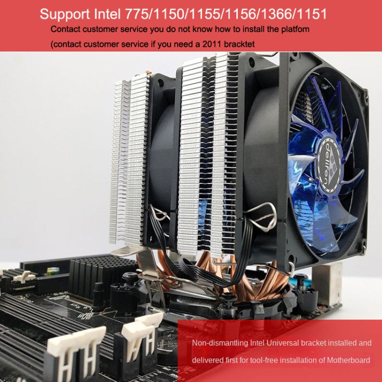 Desktop Computer 6 Copper Tube CPU Radiator Super Quiet Without Light 3-pin Single Fan - Fan Cooling by PMC Jewellery | Online Shopping South Africa | PMC Jewellery | Buy Now Pay Later Mobicred