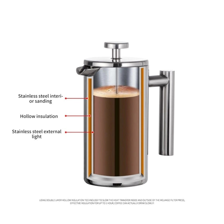 304 Stainless Steel French Pressure Coffee Pot Hand Made Tea Pot, Capacity:350ml - free shipping - PMC TechLife - Order now!