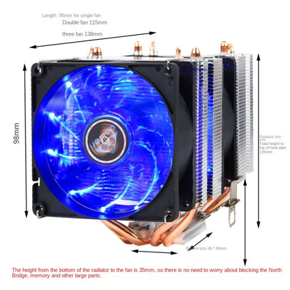 Desktop Computer 4 Copper Tube CPU Radiator Super Quiet Without Light 3-pin Single Fan - Fan Cooling by PMC Jewellery | Online Shopping South Africa | PMC Jewellery | Buy Now Pay Later Mobicred