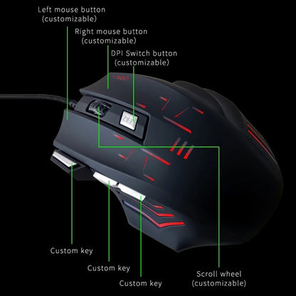 MOS7 7 Keys One-click Combo Custom Keyboard Shortcuts Game Mice, Cable Length: 2m(Black) - Wired Mice by PMC Jewellery | Online Shopping South Africa | PMC Jewellery | Buy Now Pay Later Mobicred