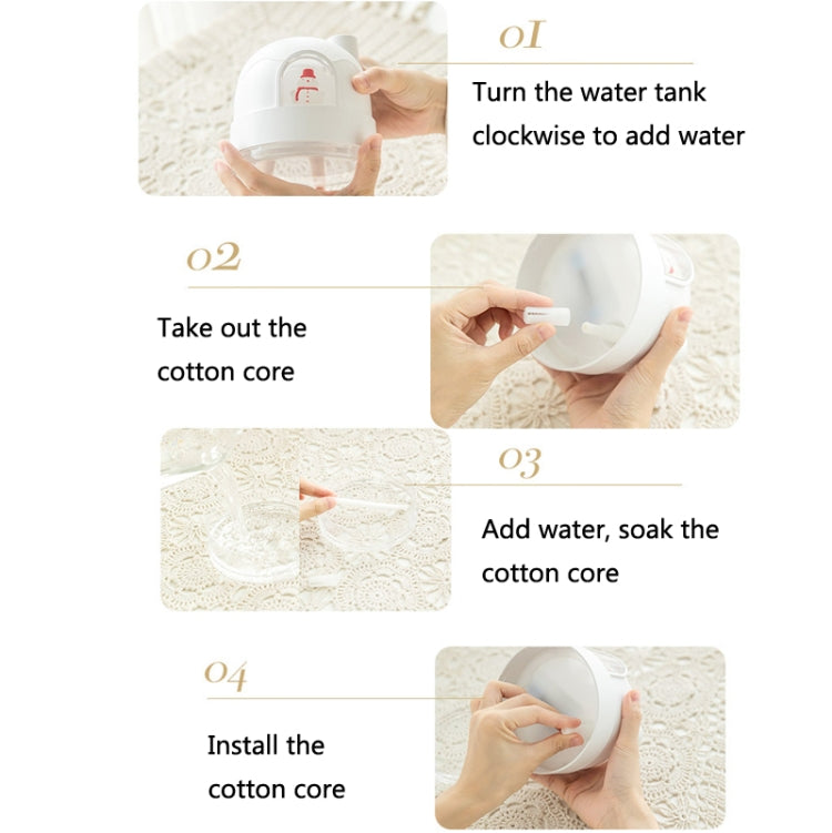 ZAY-H006 Plug-in Snowman Humidifier Night Light USB Mute Cute Desktop Air Mini Atomizer Air Humidifier(Pink) - free shipping - PMC TechLife - Order now!