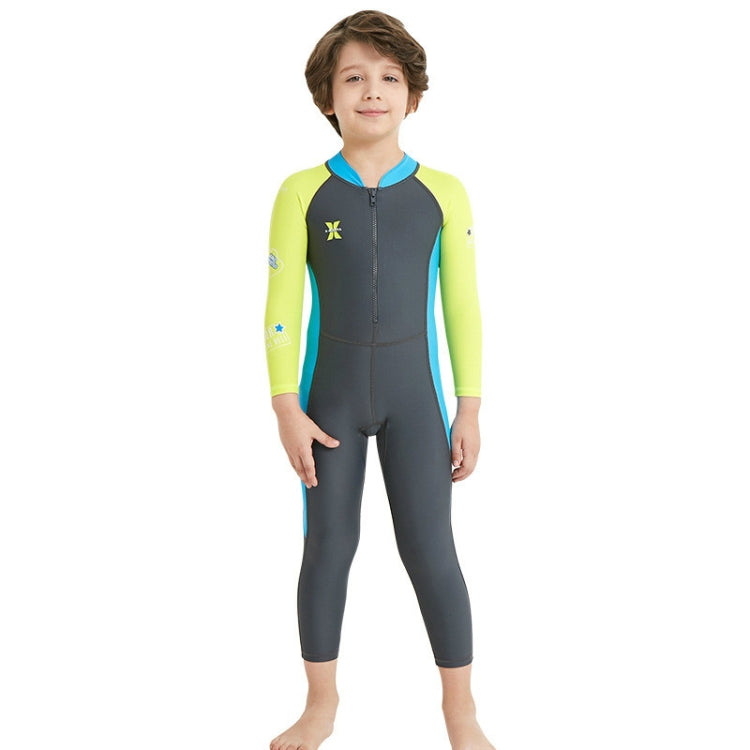 DIVE&SAIL Children Diving Suit Outdoor Long-sleeved One-piece Swimsuit Sunscreen Swimwear, Size: M(Boys Dark Gray) - Boy Clothing by DIVE&SAIL | Online Shopping South Africa | PMC Jewellery