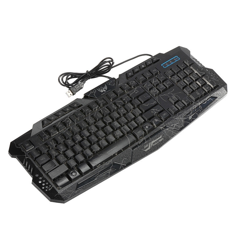 HXSJ J60 Crack Three-color Backlit Keyboard And Colorful Backlit Mouse Set(English Keyboard + Cracked Mouse) - Wired Keyboard by HXSJ | Online Shopping South Africa | PMC Jewellery | Buy Now Pay Later Mobicred