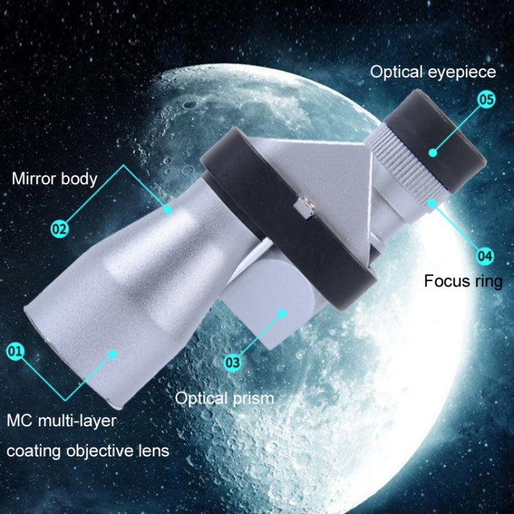 FEIRSH 8x20 Monocular Corner Telescope Outdoor Low Light Night Vision Portable Telescope(Metal Optical Red Film) - Monocular Binoculars by PMC TechLife | Online Shopping South Africa | PMC TechLife | Buy Now Pay Later Mobicred