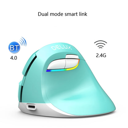 DELUX M618Mini Colorful Wireless Luminous Vertical Mouse Bluetooth Rechargeable Vertical Mouse(Mint Green) - Wireless Mice by DELUX | Online Shopping South Africa | PMC Jewellery | Buy Now Pay Later Mobicred