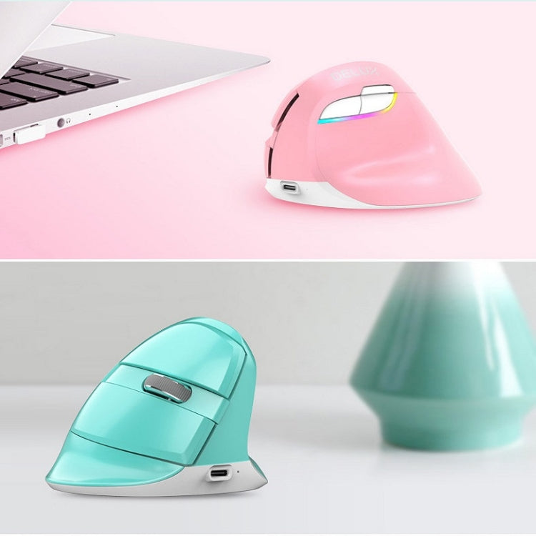 DELUX M618Mini Colorful Wireless Luminous Vertical Mouse Bluetooth Rechargeable Vertical Mouse(Mint Green) - Wireless Mice by DELUX | Online Shopping South Africa | PMC Jewellery | Buy Now Pay Later Mobicred