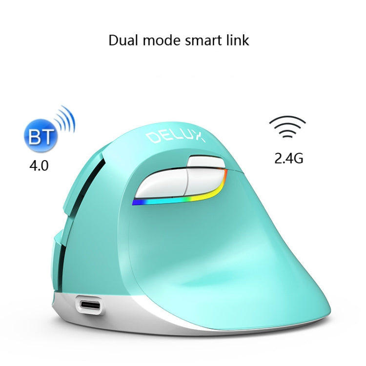 DELUX M618Mini Colorful Wireless Luminous Vertical Mouse Bluetooth Rechargeable Vertical Mouse(Color white) - Wireless Mice by DELUX | Online Shopping South Africa | PMC Jewellery | Buy Now Pay Later Mobicred