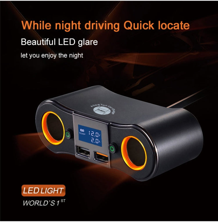 ZNB02 QC3.0 Fast Charge Car Charger Dual USB Car Cigarette Lighter(Orange Light) - Cigar Socket by PMC Jewellery | Online Shopping South Africa | PMC Jewellery | Buy Now Pay Later Mobicred