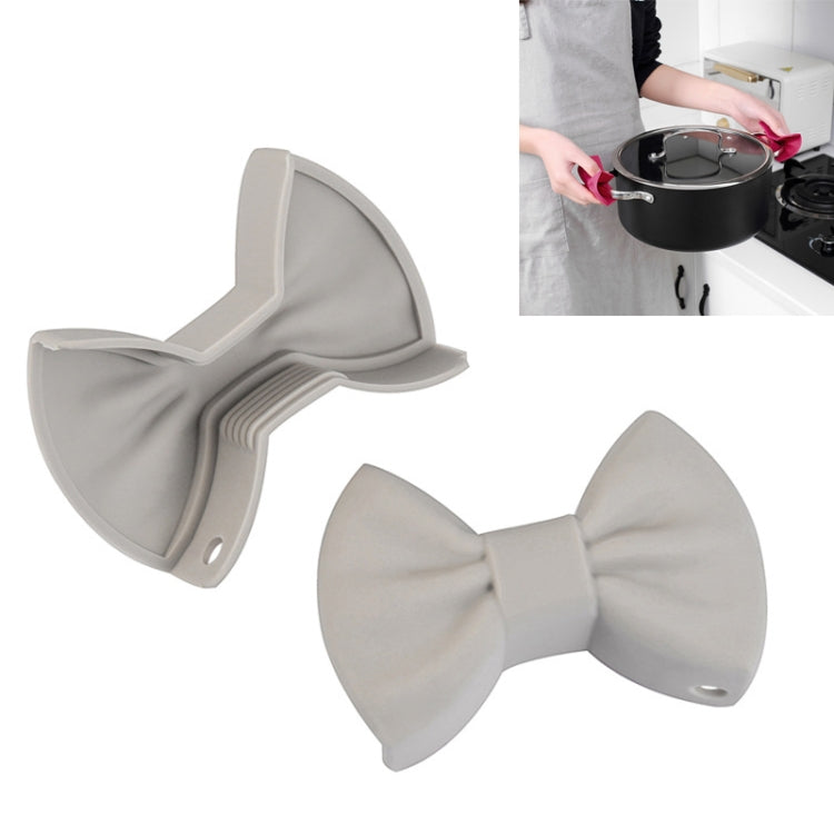 1 Pair Bowknot Silicone Insulation Clip Creative Kitchen Practical Gadgets(Gray) - Food Clips & Clips by PMC Jewellery | Online Shopping South Africa | PMC Jewellery | Buy Now Pay Later Mobicred