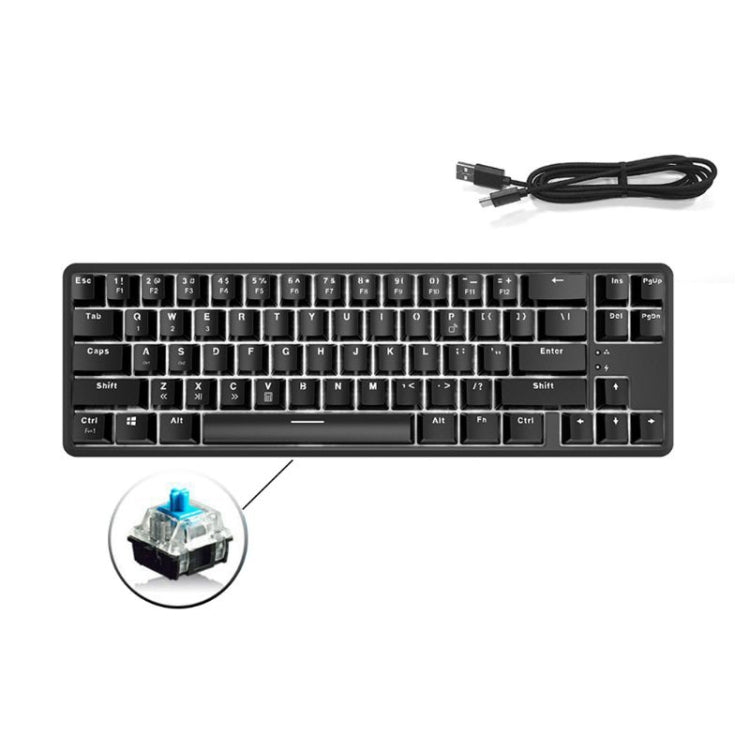 Ajazz K680T Mini USB Wired Dual-mode Charging 68-keys Laptop Bluetooth Mechanical Keyboard, Cable Length: 1.6m, Style:Green Shaft(Black) - Wired Keyboard by Ajazz | Online Shopping South Africa | PMC Jewellery | Buy Now Pay Later Mobicred