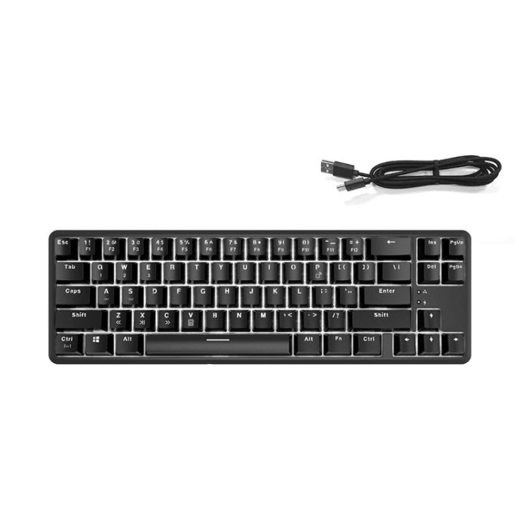 Ajazz K680T Mini USB Wired Dual-mode Charging 68-keys Laptop Bluetooth Mechanical Keyboard, Cable Length: 1.6m, Style:Black Shaft(Black) - free shipping - PMC Jewellery - Order now!