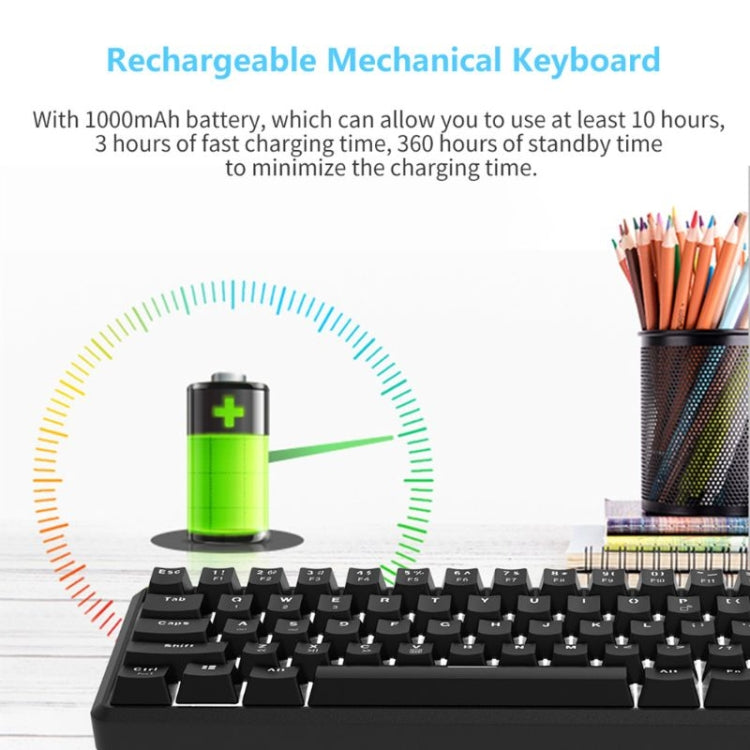 Ajazz K680T Mini USB Wired Dual-mode Charging 68-keys Laptop Bluetooth Mechanical Keyboard, Cable Length: 1.6m, Style:Black Shaft(Black) - free shipping - PMC Jewellery - Order now!