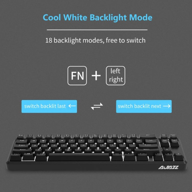 Ajazz K680T Mini USB Wired Dual-mode Charging 68-keys Laptop Bluetooth Mechanical Keyboard, Cable Length: 1.6m, Style:Black Shaft(Black) - free shipping - PMC Jewellery - Order now!