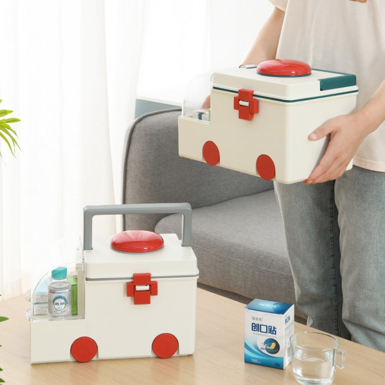 Ambulance First Aid Box Family Medicine Box Household Large Double-layer Medicine Box(White) - free shipping - PMC TechLife - Order now!