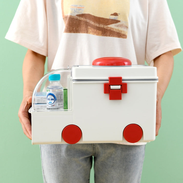 Ambulance First Aid Box Family Medicine Box Household Large Double-layer Medicine Box(White) - free shipping - PMC TechLife - Order now!