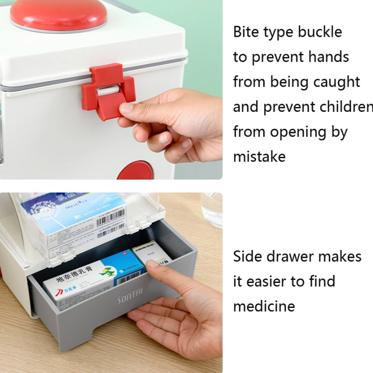 Ambulance First Aid Box Family Medicine Box Household Large Double-layer Medicine Box(White) - free shipping - PMC TechLife - Order now!