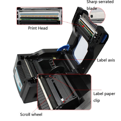 Xprinter XP-370B Barcode Printer Self-adhesive QR Code Printer Label Clothing Tag Thermal Ticket Machine(US Plug) - Printer by Xprinter | Online Shopping South Africa | PMC Jewellery | Buy Now Pay Later Mobicred