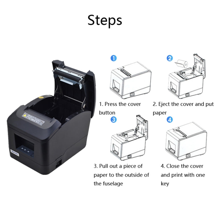 Xprinter XP-A160M Thermal Printer Catering Bill POS Cash Register Printer, Style:UK Plug(USB) - Printer by Xprinter | Online Shopping South Africa | PMC Jewellery | Buy Now Pay Later Mobicred