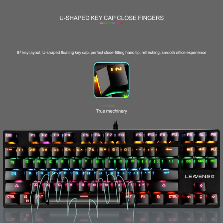 LEAVEN K550 87 Keys Green Shaft Gaming Athletic Office Notebook Punk Mechanical Keyboard, Cable Length: 1.8m(Pink) - Wired Keyboard by PMC Jewellery | Online Shopping South Africa | PMC Jewellery | Buy Now Pay Later Mobicred