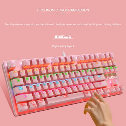 LEAVEN K550 87 Keys Green Shaft Gaming Athletic Office Notebook Punk Mechanical Keyboard, Cable Length: 1.8m(Pink) - Wired Keyboard by PMC Jewellery | Online Shopping South Africa | PMC Jewellery | Buy Now Pay Later Mobicred